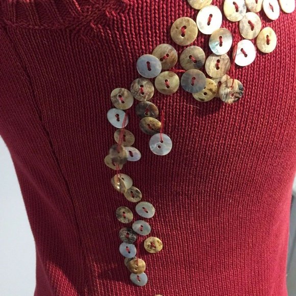 Vintage knit tank red pullover vest mother of pearl buttons Anthropologie style - Picture 6 of 8